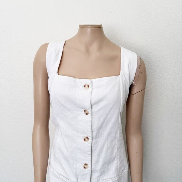 [Abercrombie & Fitch] White Square Neck Button Front Linen Mini Dress XXL Tall - Picture 4 of 12